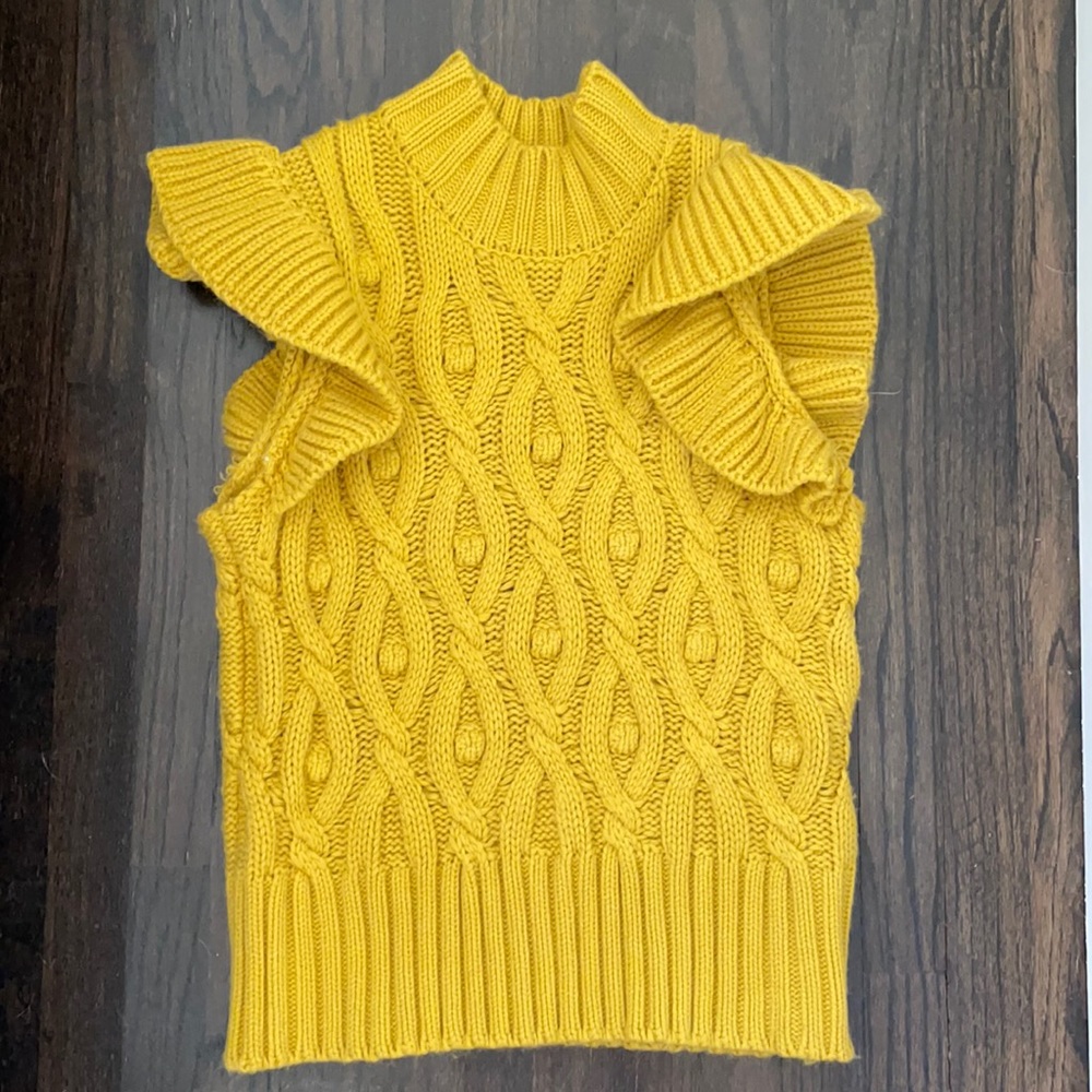 Cable knit sweater vest, mustard yellow, S